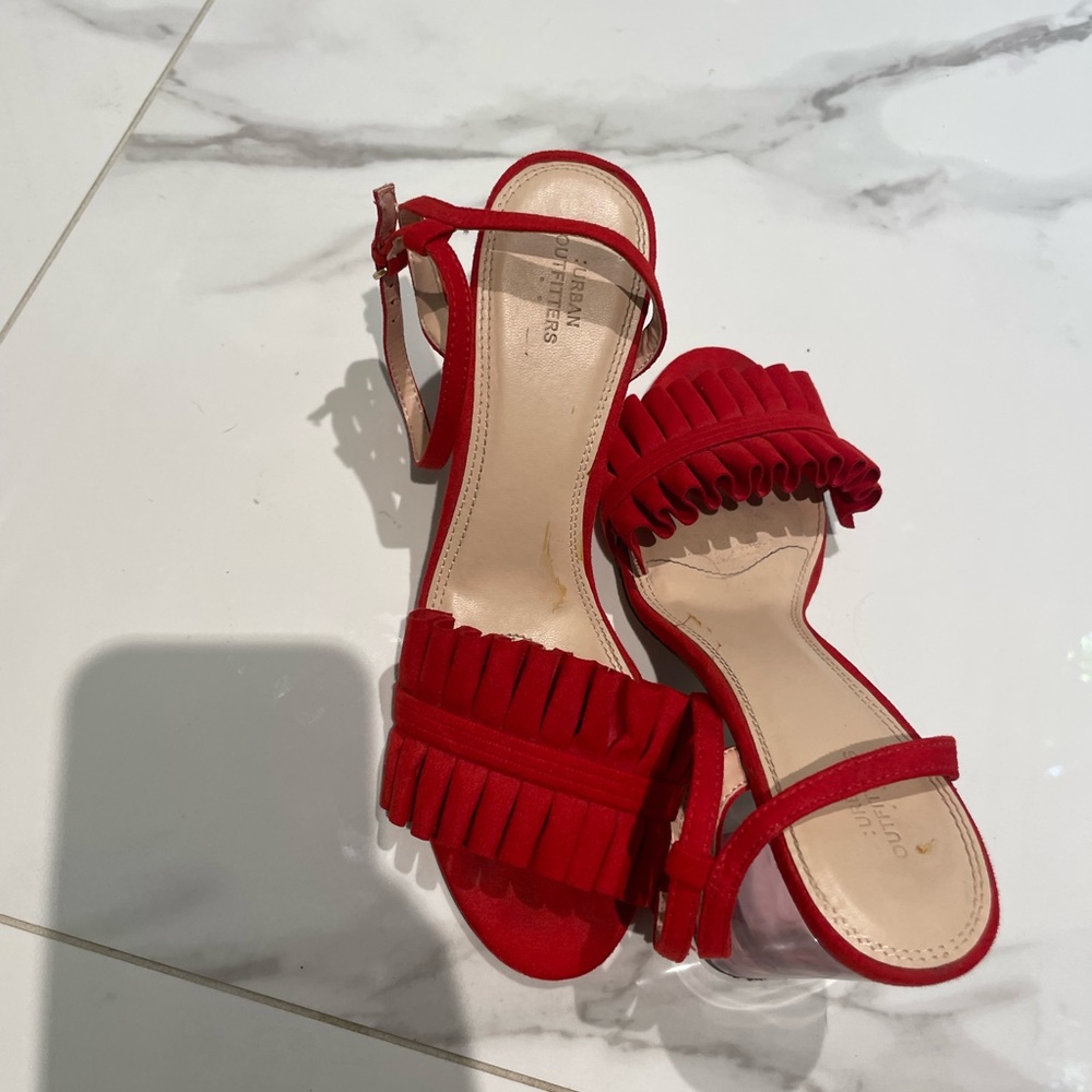 Red Suede Urban Outfitters Heels size 39/8 - Picture 4 of 4